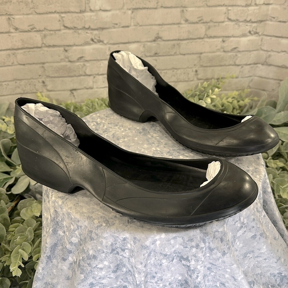 Overshoe Weatherproof Pull-on Black Rubber Dress Shoe Covers Mens Large🖤EUC